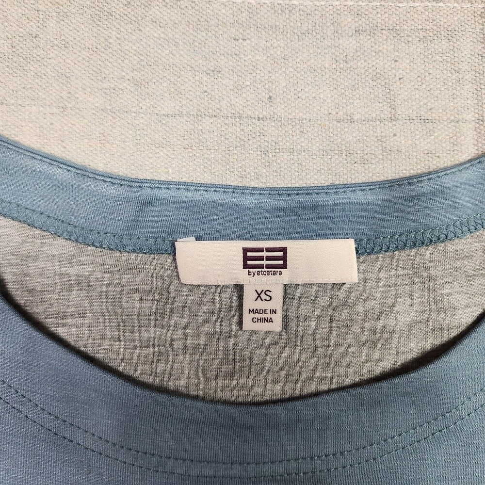 etcetera Top Womens XS Blue Kimono Sleeve Oversized Shirt Rayon Blend - Picture 4 of 14